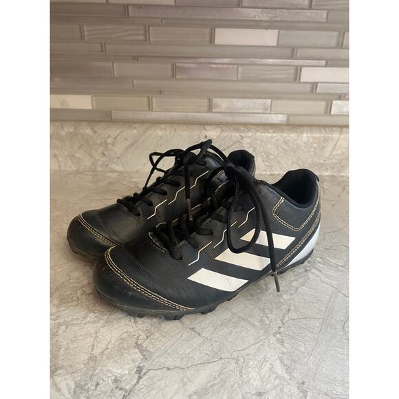 Adidas Kids Black and White T-Ball/Baseball Cleats Size 1 - Picture 1 of 10